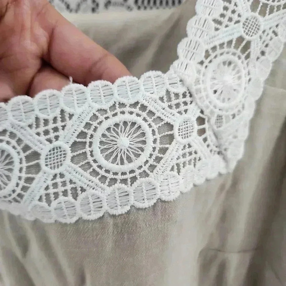 Nanette Lepore square neck crochet pullover women's blouse Tan M - Picture 3 of 7